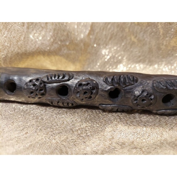 Dona Rosa Signed Coyotepec Oaxaca Mexican Folk Art Black Pottery Flute - Picture 9 of 16